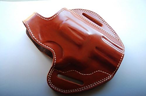 Cal38S3 Handcrafted Leather Belt Holster for SW 686 Plus Barrel 2.5 Tan Black (R.H)