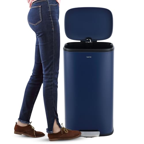 happimess HPM1006J Connor Rectangular 13-Gallon Trash Can with Soft-Close Lid and Free Mini Trash Can, Fingerprint Resistant, Modern, Minimalistic for Home, Kitchen, Office, Bathroom, Denim Blue by happimess - Image 6