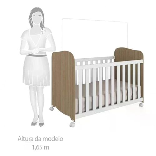 Quarto de Bebê Completo com Guarda Roupa Cômoda e Berço Mini Cama 100% MDF Pega-Pega Móveis Peroba B