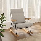 BRILVERDE Schaukelsessel mit Armlehne,Holz schaukelstuhl,Bequemer Gepolsterter...