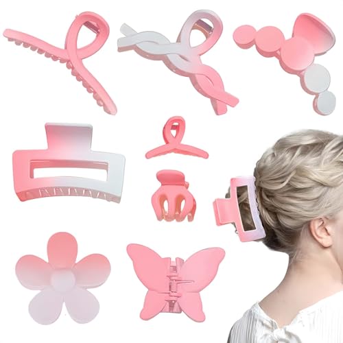 MHwan Pinzas Pelo Mujer, 8 piezas Pinzas de Pelo con Color Degradado, Hermosas y Bonitas Pinzas para el Cabello de Verano, Antideslizantes, No Dañan el Cuero Cabelludo, Resistentes y Duraderas