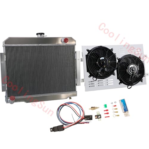 COOLINGBEST 4 Row Aluminum Radiator for 1972-1986 Jeep CJ5 CJ6 CJ7 Scrambler L4 L6 V8 2.5 3.8 4.2 5.0 GAS, Radiators with Electric Fan Shroud Thermostat Kit by COOLINGBEST - Used condition - Image 9
