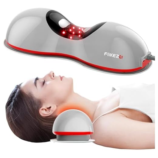 FliKEZE Dilatador de cuello térmico con terapia de luz roja, dispositivo de tracción cervical inalámbrico para alivio del dolor de ATM y relajante de hombros, almohada masajeadora de tracción de