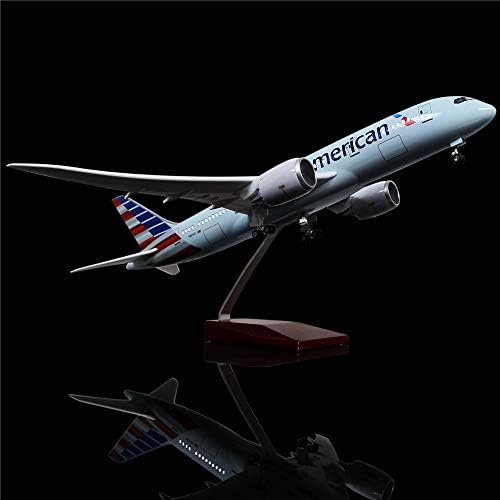 LESES 1:130 Scale LED Light Model Airplane American Boeing 787 18 inches Resin Display Plane Model