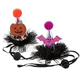 Yardwe 2pcs Pumpkin Bat Hat for Pets Halloween Cosplay Accessory Lightweight Comfortable Headdress for Parties Festivals and Photo Shoots