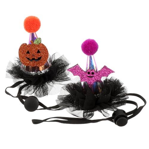 Yardwe 2pcs Pumpkin Bat Hat for Pets Halloween Cosplay Accessory Lightweight Comfortable Headdress for Parties Festivals and Photo Shoots