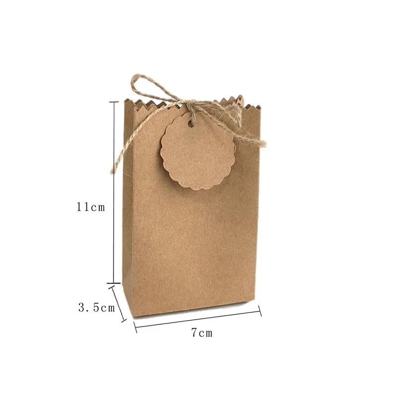 Scatole regalo Kraft 25/50 pezzi retro carta kraft sacchetto regalo fai da te gioielli biscotto bomboniera contenitore di caramelle sacchetto di imballaggio alimentare con corda decorazione festa di c