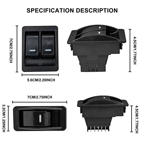 Voilamart 12V Universal Auto Car Power Window Switch Regulator Kit Set With Wiring Harness For 2 Doors-6Pcs #TOP2