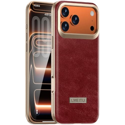 Coque en cuir véritable pour iPhone 17 Pro Max MagSafe rouge