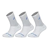 1 Pack = 3 Paar Tennis Socken Babolat Sportsocken Badminton, Tennis und Squash 3er Pack weiß (43-46)