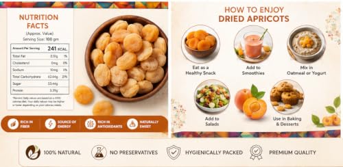Image of AROMA Premium Turkish Dried Apricots 250gm | Exotic Seedless Khumani /Jardalu Dry Fruits | Whole Natural, Soft & Juicy Healthy Snack (Jar Pack)