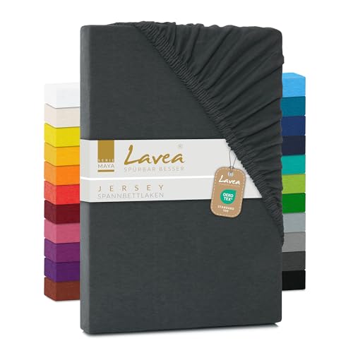 Lavea® Sábana Bajera Ajustable 60x130-70x135 cm – para Cuna Bebé, Colchones Altos hasta 12 cm, 100% Algodón, con Elástico, Antracita