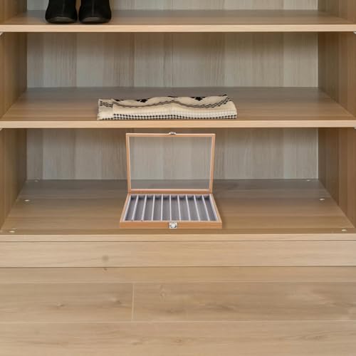 CHILDWEET 10Gitter Schmuckpräsentation Schmuckaufbewahrungsbox Holzrahmen Vielseitiger Organizer für Armbänder und Ketten Fächer für Schmuckpräsentation