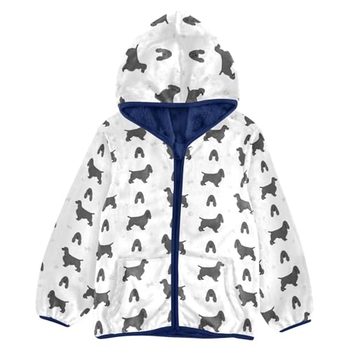 English Spaniel Toddler Fleece Jacket Baby Boys Hooded Zipper Long Sleeve Thick Warm Outerwear 3-10 Years