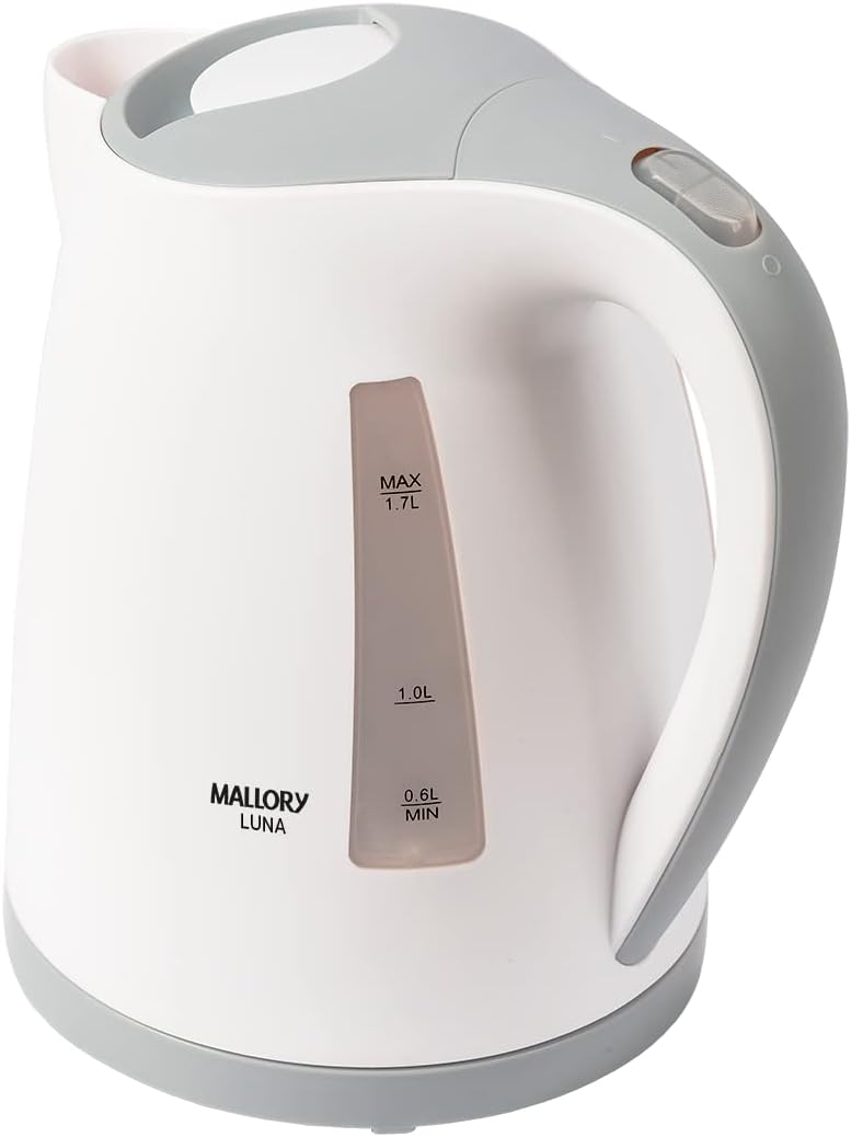 Chaleira Elétrica Mallory Luna – 1,7L, Base Rotativa 360º, Desligamento Automático, Indicador de Nível de Água - 127V Chaleira Elétrica Mallory Luna – 1,7L, Base Rotativa 360º, Desligamento Automático, Indicador de Nível de Água - 127V