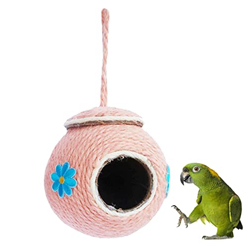 Pássaro Coco | Caverna de criação de periquito tecido reutilizável tecido à mão - Ninho de pássaros