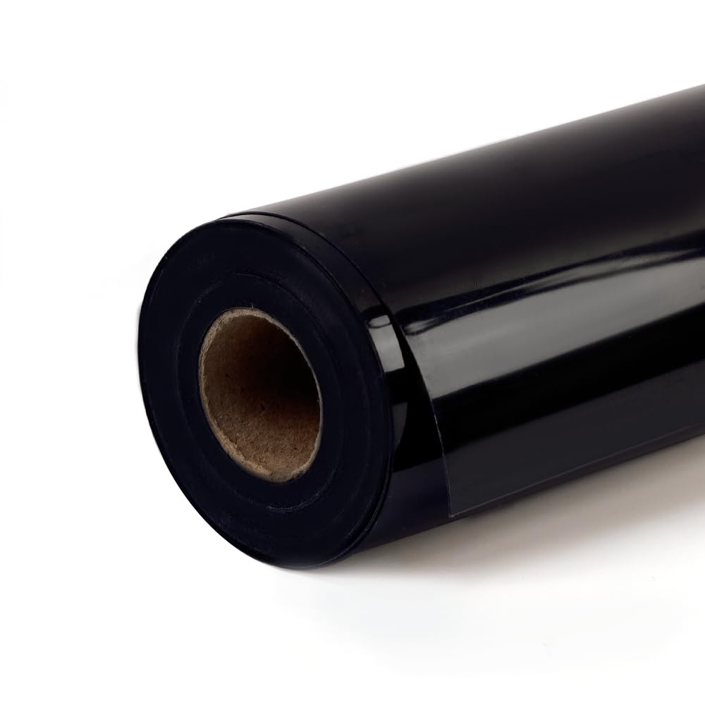 RENLITONG Glossy Black HTV Heat Transfer Vinyl Rolls, 12" x 75ft Iron on Vinyl for T-Shirt, Adhesive Black HTV Vinyl for All Cutter Machine - Easy to Cut &amp; Weed for Heat Vinyl Design