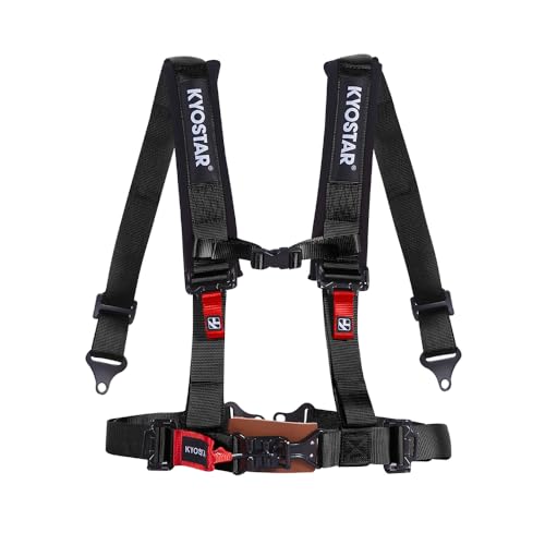 Kyostar 4 Point Harness Latch and Link Safety Harness 2" with Ultra Soft Heavy Duty Shoulder Pads Black for Go Kart UTV & ATV SXS(Black)