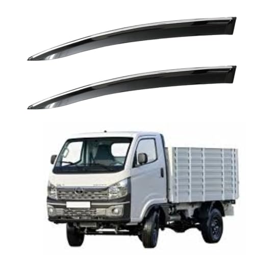 Image of CAR SAAZ Unbreakable Chrome Smoke Door Visor for Intra | Premium Sun, Rain Wind Deflector Chrome Strip Side Door Rain Visor - Set of 2 Pcs