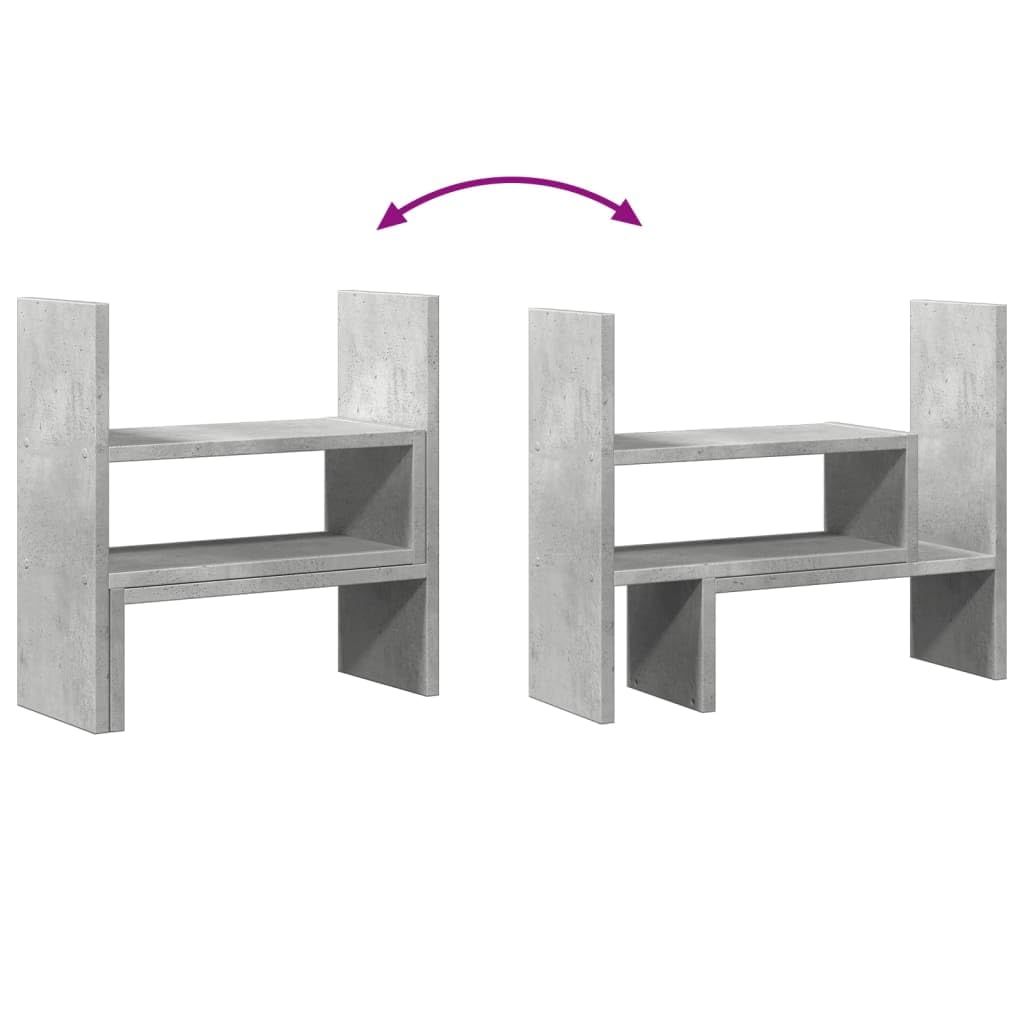 Organizer da scrivania regolabile in legno grigio cemento, 40 x 17 x 41 cm, per ufficio, computer portatile, supporto ergonomico, salvaspazio, stabile, versatile, utilizzabile in casa