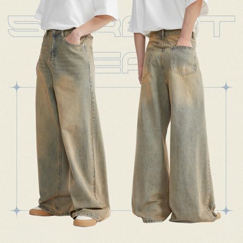 Men's Grunge Baggy Jeans Y2K Acubi Streetwear Punk Loose Pants Vintage Acubi Distressed Wide-Leg Demin Cargo Sweatpant4