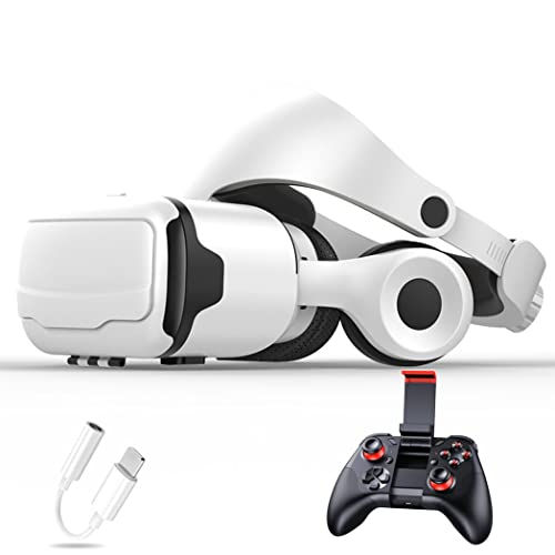 Gafas de Realidad Virtual, 3D VR Gafas con Controlador Bluetooth para Juegos Visión Panorámico VR Glasses para iPhone 13 Pro Max/13 Pro/13/12/11, para Samsung Galaxy S21, Huawei, Xiaomi