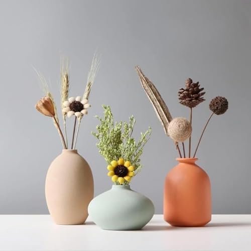 AOBOPO 陶器製花瓶 3 つセット フラワーベース花器 北欧風 × 和風シンプルデザイン おしゃれ小さいサイズ 一輪挿し・造花に最適 水栽培用としても活用可 室内インテリアに調和 プレゼント・ギフトに適した多機能花器セット
