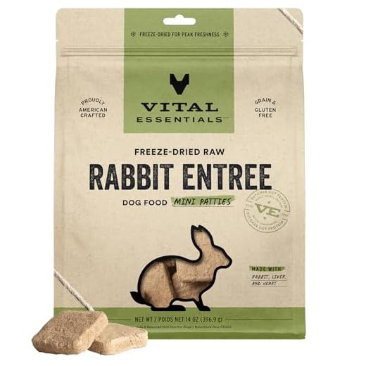 Vital Essentials Freeze Dried Dog Food, Raw Rabbit Mini Patties | Complete Meal or Topper | High Protein, Grain Free Dry Dog Food | 14 oz Bag
