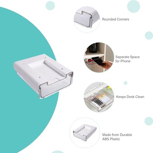Image of oddpod Under Desk Hidden Plastic Drawer Organizer /Sliding Self-Adhesive Attachable Hidden Table Storage Tray for Office, Home & School - Small