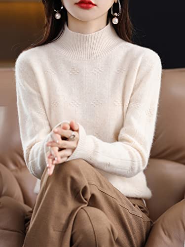 Women's High-Neck Solid Color Knit Sweater, Loose Languid Style Cardigan, Versatile, Thick Pullover Camel #TOP3