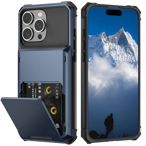 Nvollnoe for iPhone 16 Pro Max Case with Card Holder[Store 5 Cards]