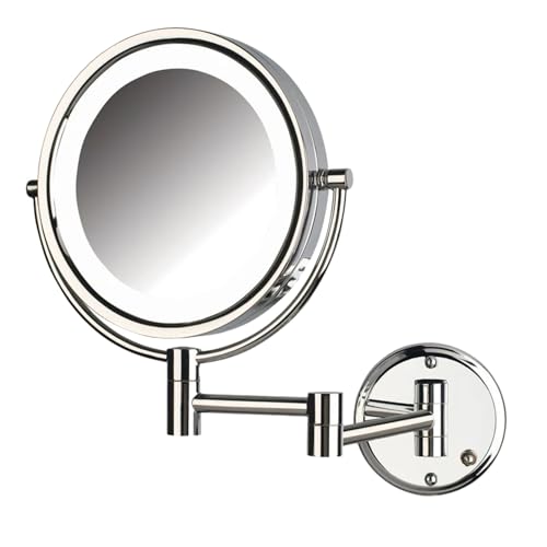JERDON Wall-Mounted Vanity Mirror with Lights - Hard Wired Makeup
