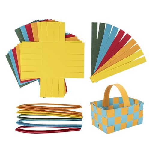 Ideen mit Herz Flechtkörbe | aus Papier | zum Basteln und Flechten | Osternest | Dekoration | Geschenk-Korb | Verpackung | 12 cm x 8 cm x 6,5 cm | 10 Stück (kräftige Farbtöne)