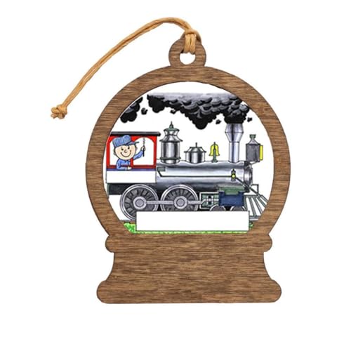 PrintedPerfection.com Personalized Train - Male Wooden Snow Globe Shaped Christmas Ornament