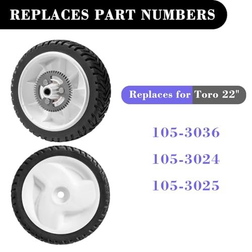Cluparis 105-3036 Wheel Gear Assembly, 8 inch Mower Wheels Replace for Toro 20041 20066 20017 20068 20073 Drive Recycler Lawn Mower, 2 Pack