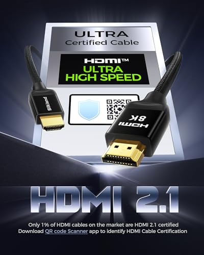 Image of Silkland 8K HDMI eARC /ARC Cable 2.1, 3.3FT Certified Ultra High Speed HDMI Cable [8K@60Hz, 4K@120Hz] Dolby Atmos Vision, 48Gbps, HDR, HDCP Compatible for Samsung /Vizio /SoundBar /Roku TV /BluRay