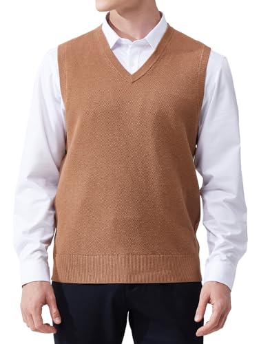 Men's V-Neck Sleeveless Pullover Sweater Slim Fit Casual Sweater Vest