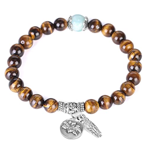 Bracelet œil de tigre et amazonite idéal pour yoga et méditation