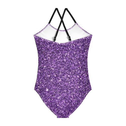 Bolaz Girls Swimsuits One-Piece Bathing Suits Multicolor Kids Summer Beach Swimwear for 3-10 Years Old-Purple Sequin2