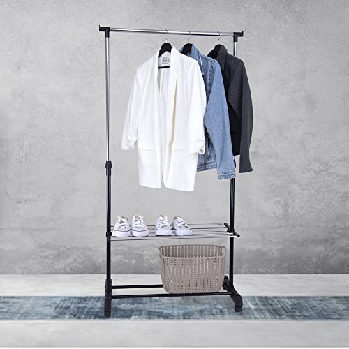 Arara para Roupa com Sapateira, Cor Preta, Linha My Closet, Ordene