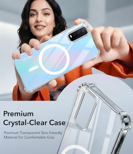 Image of Jkobi Shockproof Crystal-Clear Back Cover for Vivo Y12s | Y11s | Y12G (Magsafe Wireless Support | Drop & Camera Protection | Hard Polycarbonate)