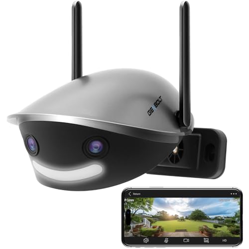 GENBOLT 2.5K Caméra Surveillance WiFi Extérieure à Double Objectif Vision 180°,4MP 2.4/5Ghz Caméra IP PoE avec Détection Humaine/Véhicule/Animaux, Vision Nocturne Couleur [DC&PoE]