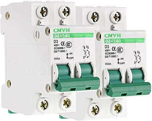 XYWHPGV Disjoncteur Miniature 2pcs, DZ47-63 2 Pôles 3A 400V C3, Courbe D(4ad6b b3e41 3da6d 19ec0 21a63 c4f58