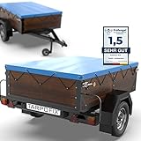 Tarpofix® Anhängerplane Flachplane 160 x 120 x 7,5 cm - inkl. Planenseil - randverstärktes Anhänger Planen-Set (blau) - langlebige Anhänger Abdeckplane für Stema DDR Hänger u. a. FP HP 500 650 etc.
