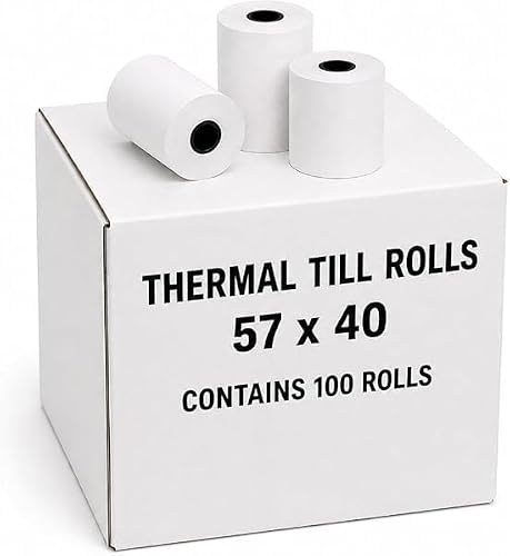 57 x 40 Thermal Credit Card Machine Till Roll Receipt 58gsm - Pack of 100
