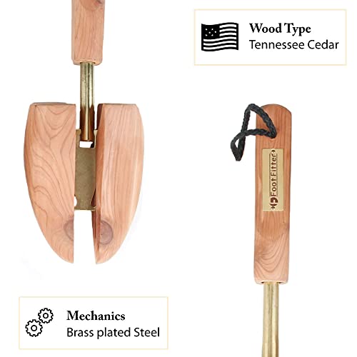 Footfitter Shoe Trees For Men, Best Adjustable Split Toe Aromatic Cedar Boot Tree, Usa Grown Wood - Sj32 (Medium 8.5-10) #TOP2