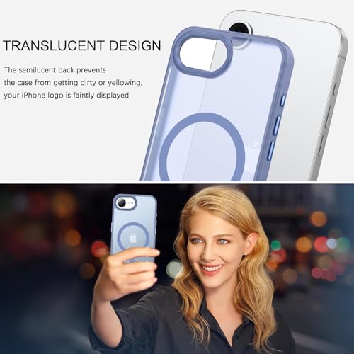 Image of VONZEE Magnetic Case for iPhone SE 4 / iPhone 16e (2025) | Compatible with MagSafe | Military Grade Drop Protection | Slim Translucent Matte Shockproof Anti-Fingerprint Phone Cover (Blue)