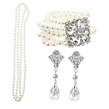 Braccialetto nuziale: set di bracciale, collana e orecchini, ottima scelta da alle amiche, adatto per donne e donne, collana di perle finte