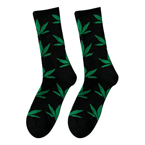 DOOVID Weed Leaf Printed Cotton Tube Socks - Maple Leaf Fashion Sports High Crew Socks for Women & Men2