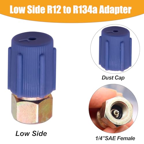 Image of Taiss 11PCS R12 to R134A Conversion Kit,R12 R22 to R134A High /Low Fittings Port with 1 /4''to 7 /16 inch-20 UNF Connection,AC Retrofit Fitting Adapter Kit for AC Air Conditioner Refrigerant System